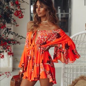 Hello Molly Moral of the Story Romper in Orange